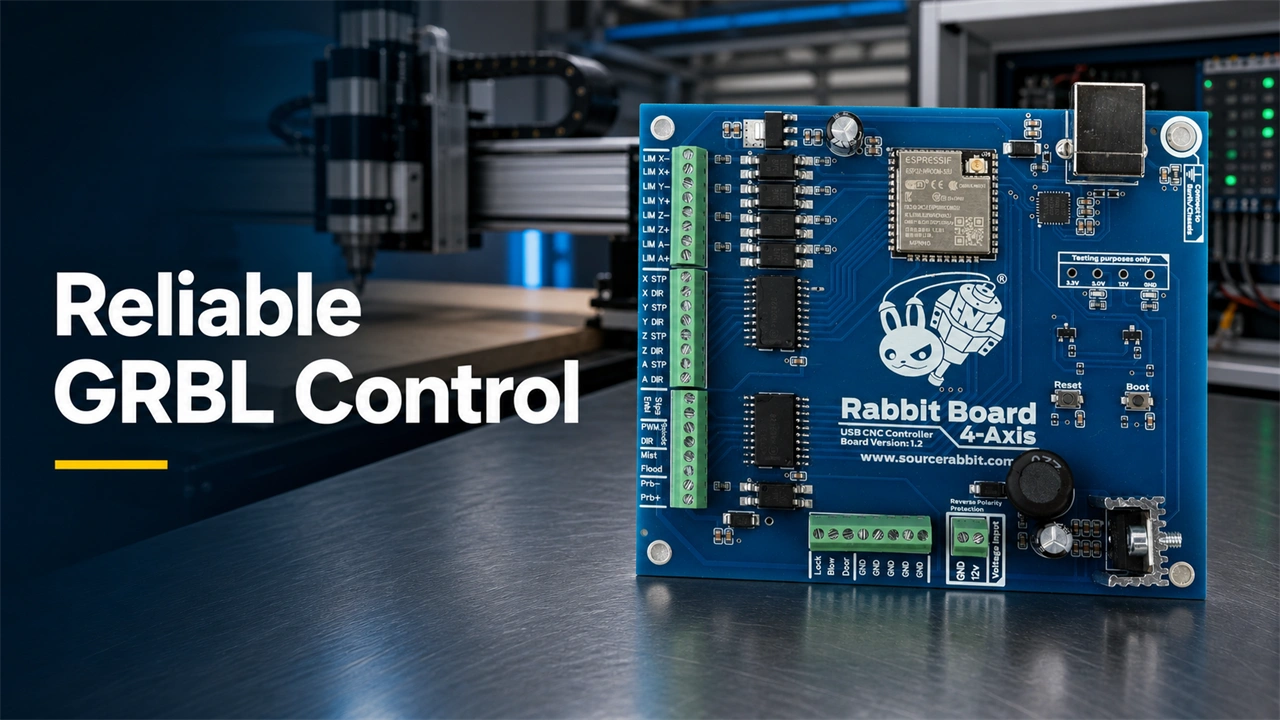 Rabbit Board 4-Axis: Reliable GRBL Motion Control for Real CNC Machines