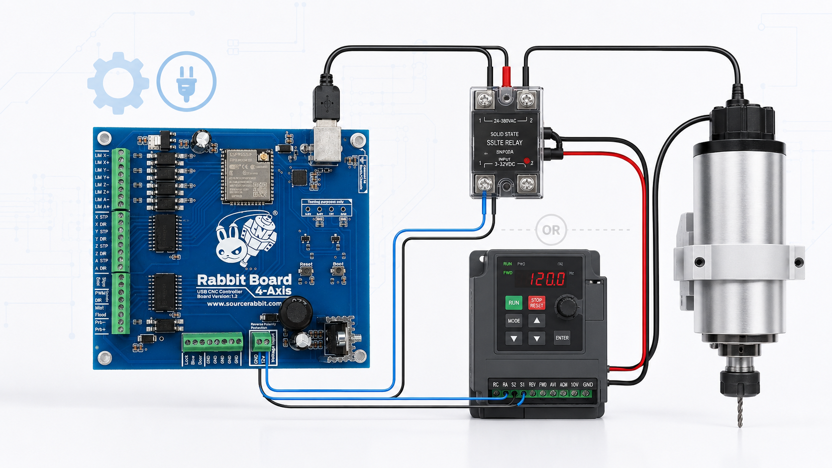 Connecting a Spindle with an SSR or VFD